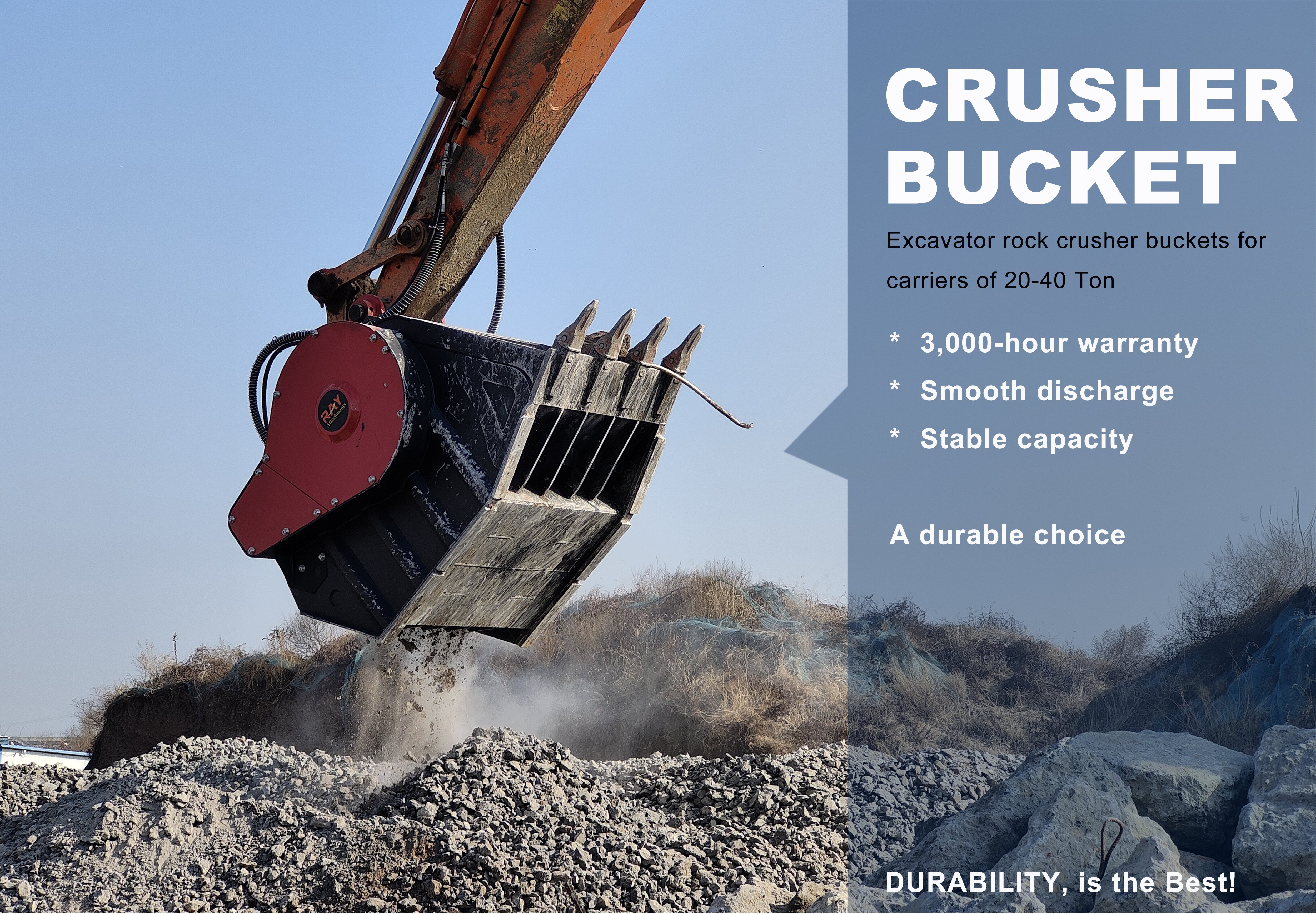 RAY excavator crusher bucket Cuchara trituradora para excavadora RAY