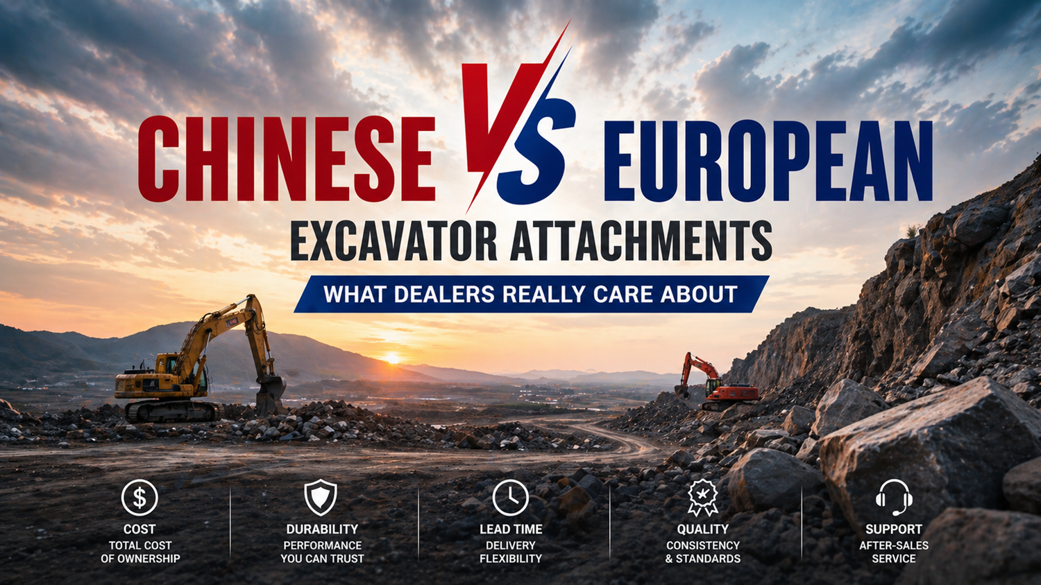 Accesorios para excavadoras chinos versus europeos: lo que realmente les importa a los distribuidores