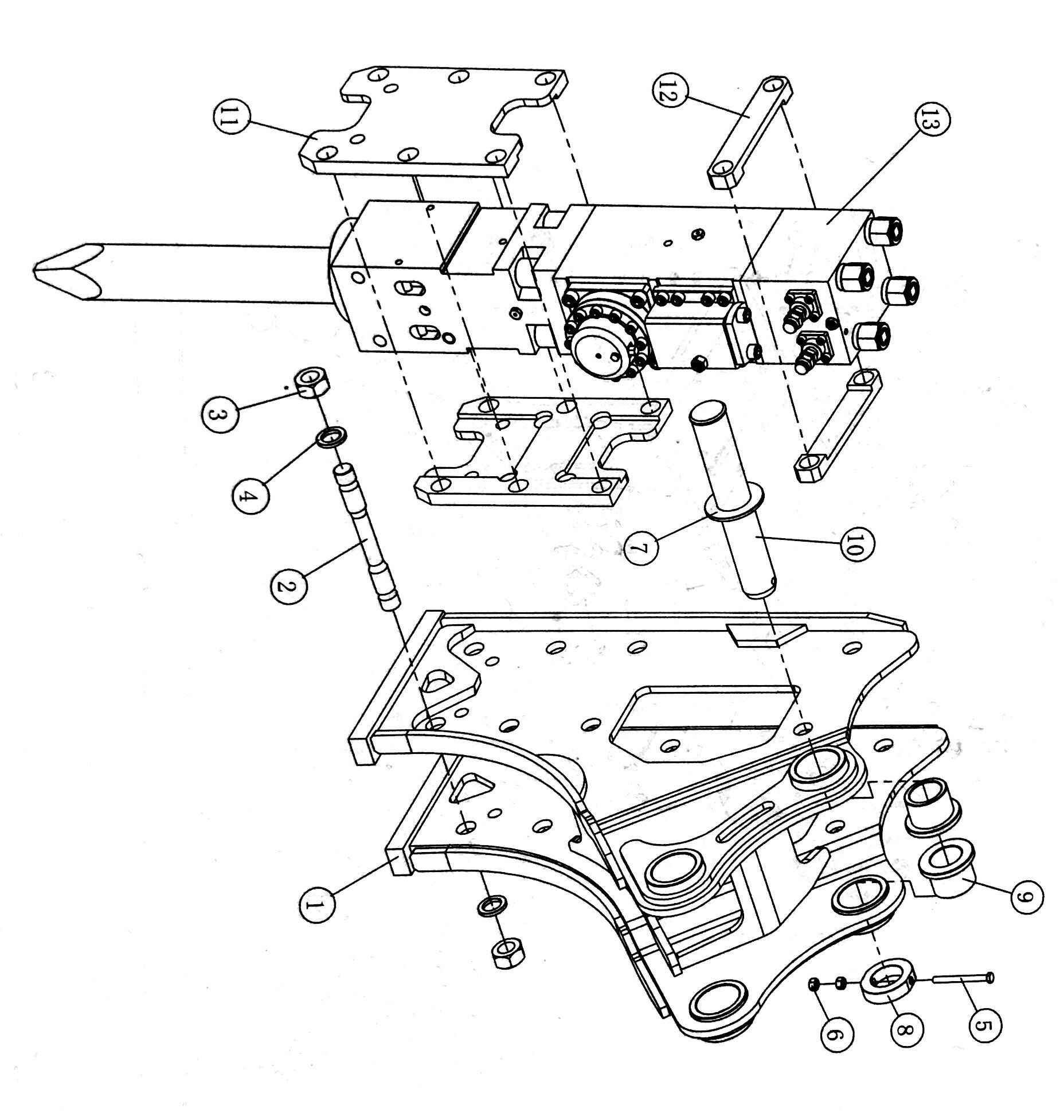 Martillo hidráulico de roca